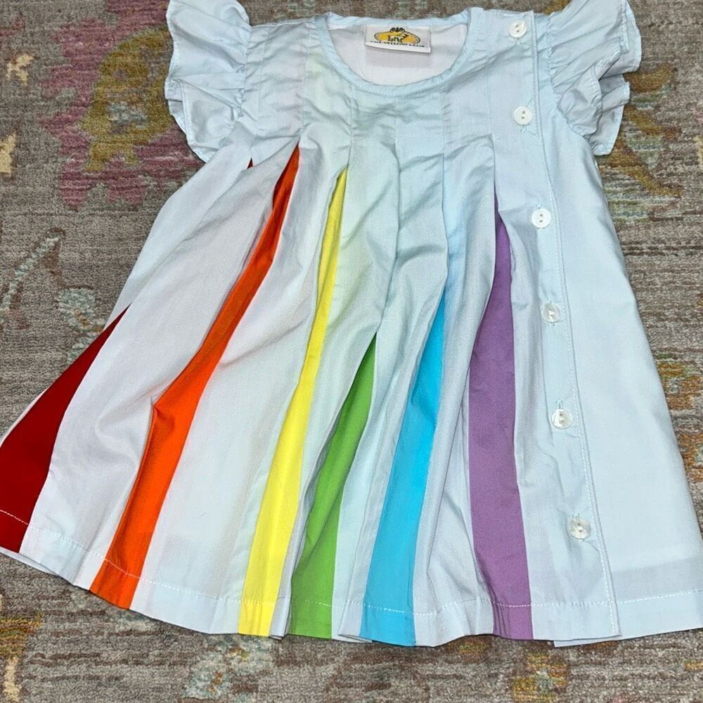 The yellow lamb rainbow dress sz 18m